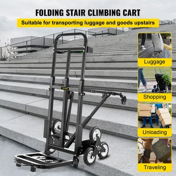 Stair Climbing Cart Folding Trolley Heavy Duty Portable Folding Hand Truck Dolly Cart with Adjustable Handle