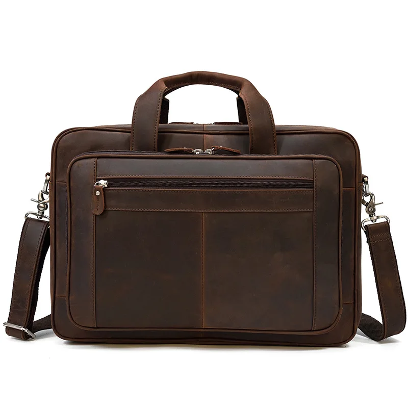 Vintage Men's Handbag Executive Briefcase Man Laptop Bag One Shoulder Crossbody Briefcase For Men Genuine Leather Work Bag 2022