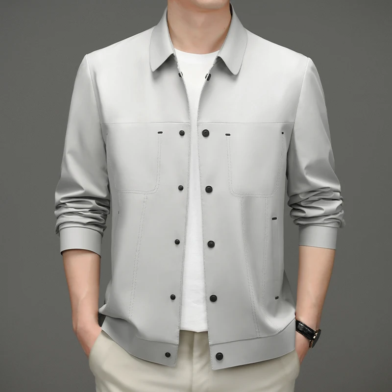 

2022 Spring Autumn Mens Jackets High Quality Single Breasted Solid Color Business Casual Male Coats Simple Korean Man Jackets
