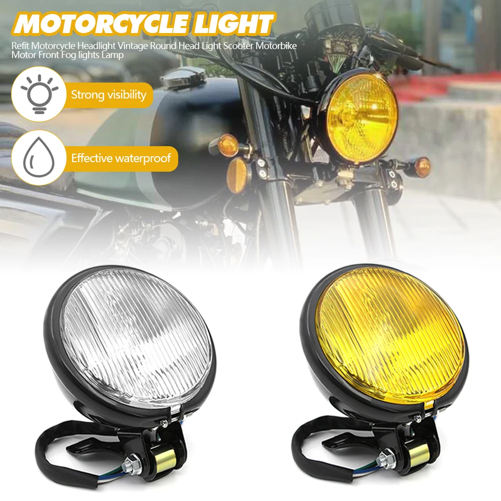 

Retro Metal 5" Motorcycle Headlight Round with Holder Electroplate Vintage for Honda Hayabusa Suzuki Harley Yamaha Dirt Bike