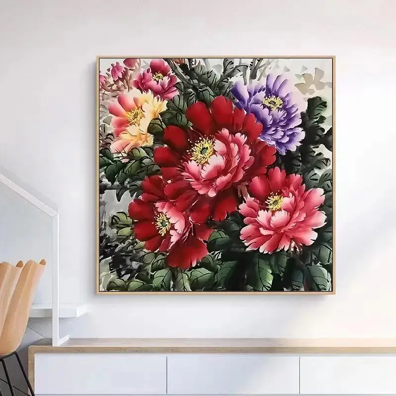 Вышивка крестиком ручной работы вместо индивидуального настенного цветочного