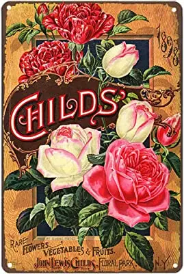 

Metal Tin Vintage Logo Vintage Flower Art Print/Poster Pink Rose Flower Natural Plant Kitchen Garden Home