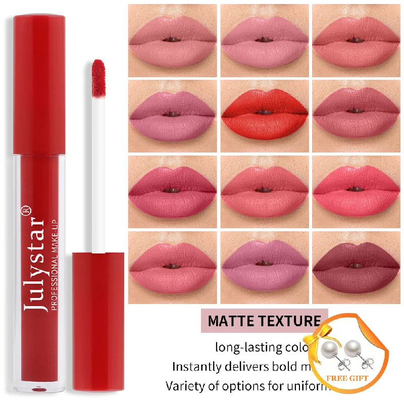 

12 Color Matte Lip Gloss Long Lasting Non-stick Cup Lipgloss for Women Daily Party Banquet Beauty Cosmetics Makeup Gift