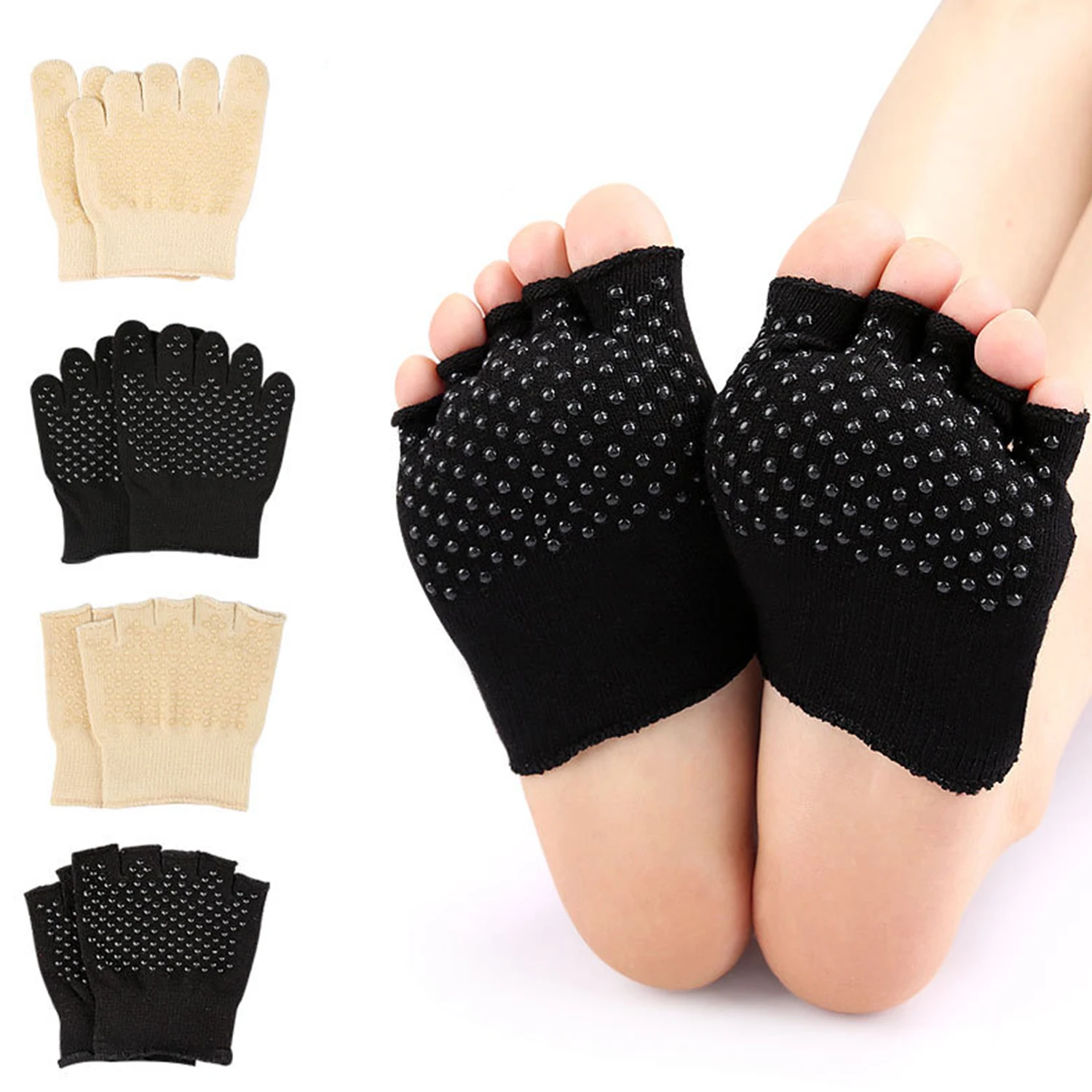 

Five Finger Half Cut Socks Invisible Socks Split Toe Socks Heel Front Foot Open Toe Socks Non Slip Shoes Liner Socks