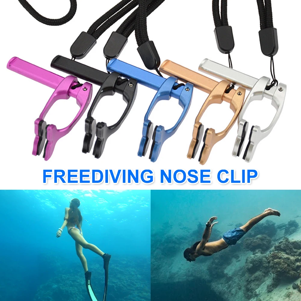 

Adjustable Diving Nose Clip Aluminum Alloy Nonslip Swimming Nose Clip With Anti-Lost Rope For Freediving Snorkeling Spearfishing