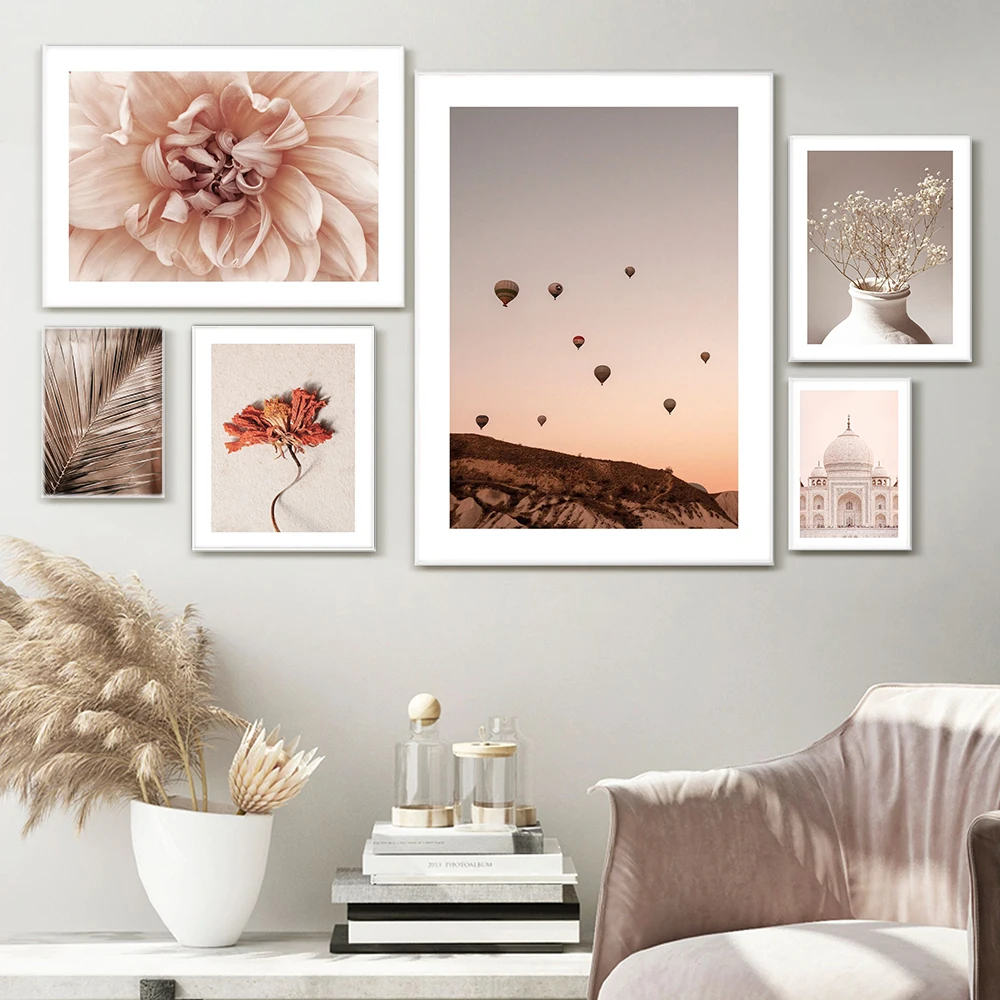 

Пейзаж Тадж-Махал, Постер, бежевая ваза Далии, картина, Золотая Пальмовая листья, холст, искусство, Настенная картина для гостиной, домашний декор