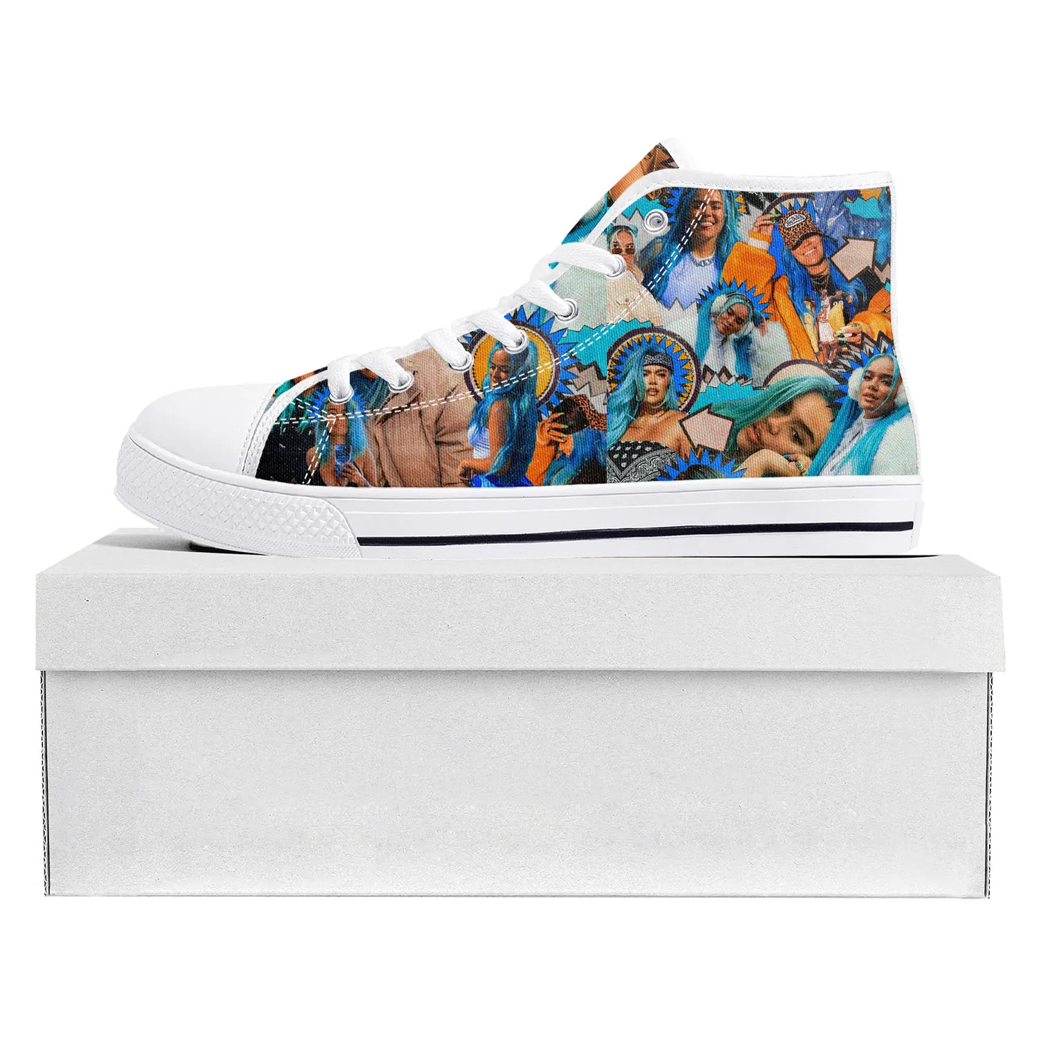 

Кеды Karol G Singer для мужчин и женщин, холщовые кроссовки с принтом, повседневная обувь для пар, под заказ, белые