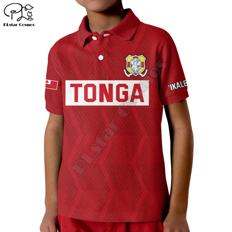 

Tonga Rugby Sevens Kid Polo Shirt Sporty Style 3D Printed Polo Shirts Boys and Girl Summer Tees Tops