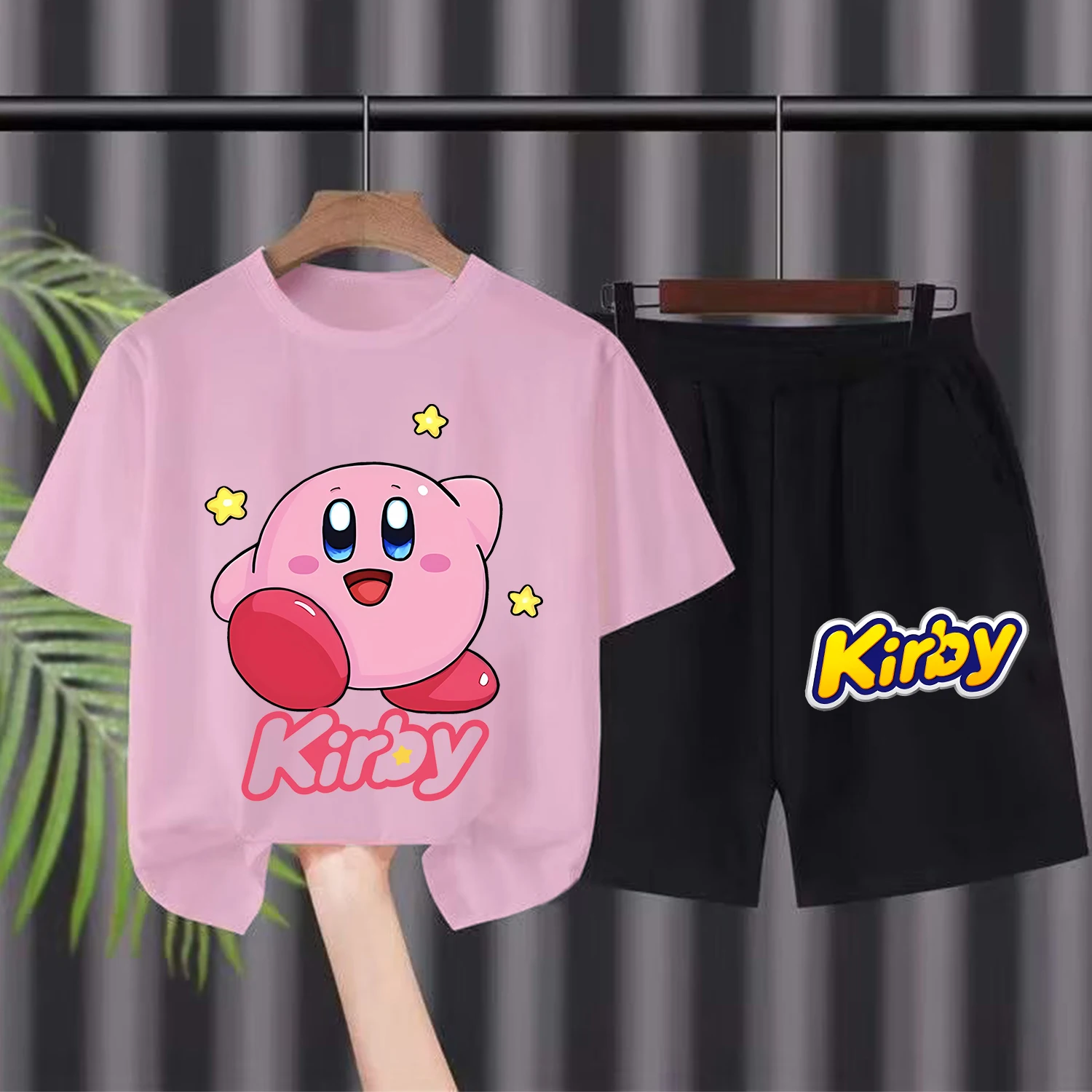 Футболка Кирби костюм из 2 предметов для детей милый топ в стиле аниме + шорты
