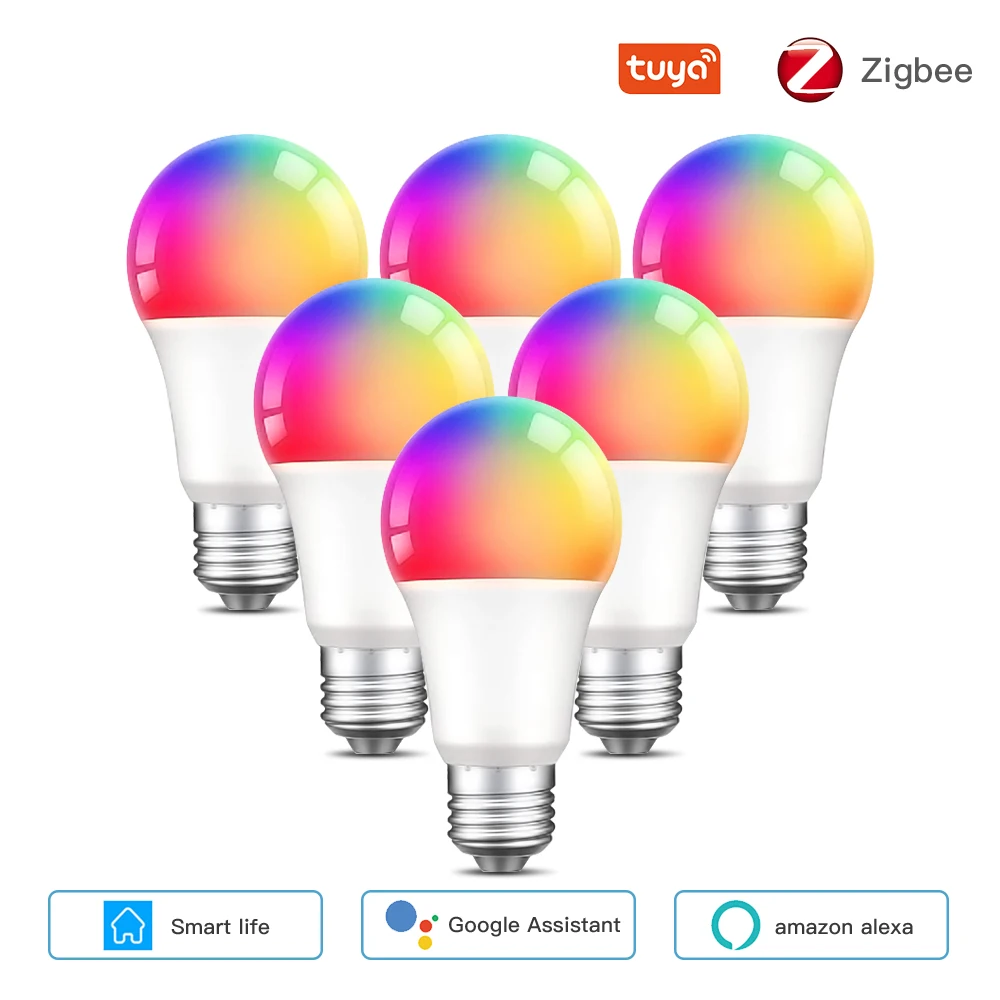 

Homebata 15W Zigbee 3.0 Tuya Led Light Bulb E27 RGB+CW+WW Smart Home Led Lamp Compatible with Alexa Google Home Assistant