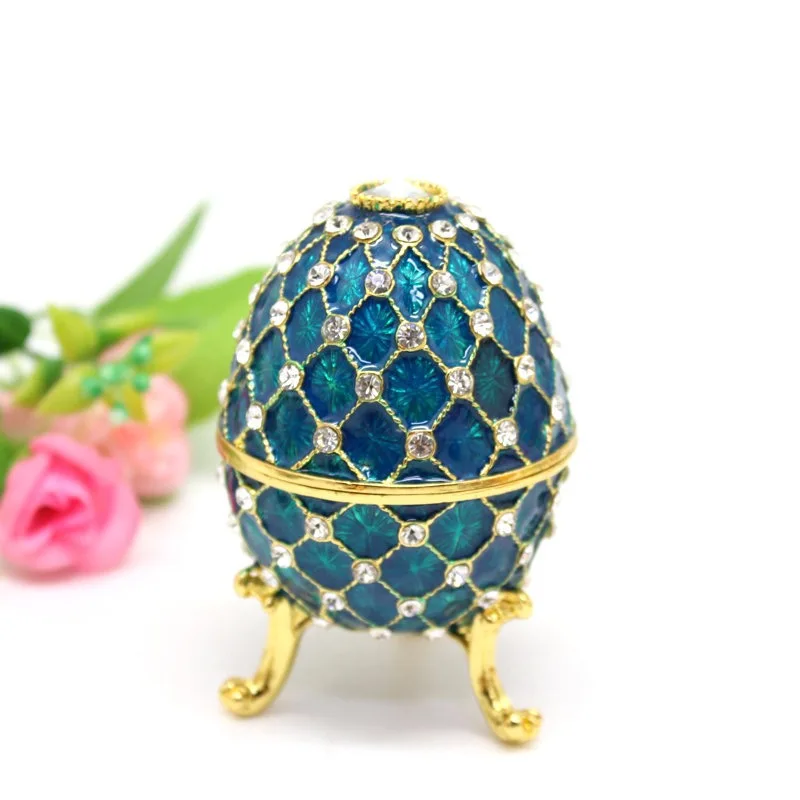 Royal Blue  Russian Egg Trinket Box, Bleu Blue Inspired Russian Egg on sale
