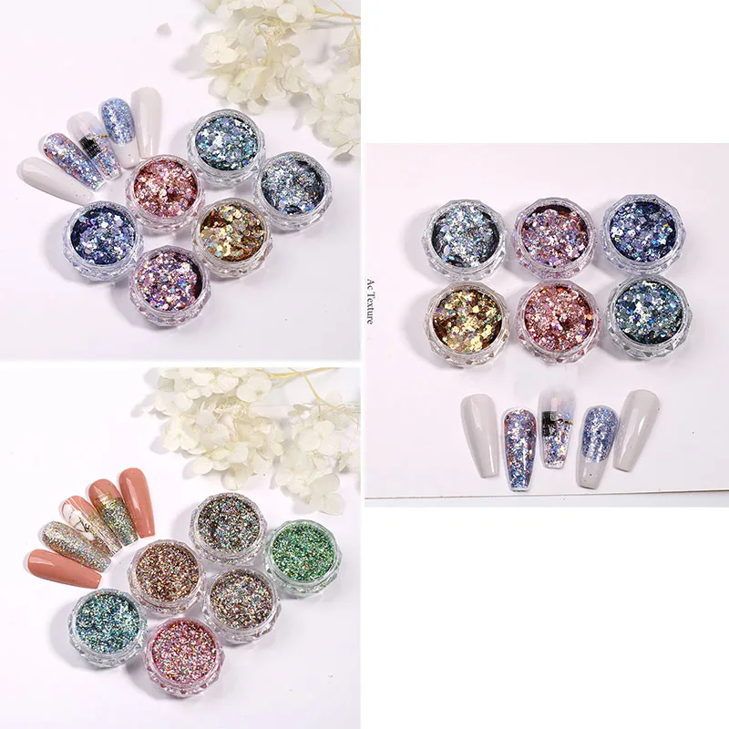 

6 Colors/set Fashion 3D Ultrathin Sequins Nail Art Decorations Nail Glitter Neon Fascinating Nails Patch Manicure Girls Gift Toy