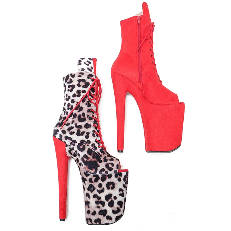 Leecabe  23CM/9inches Leopard and Suede Upper two color mixes   Fashion Trend Pole dance shoes High Heels Pole Dance boot