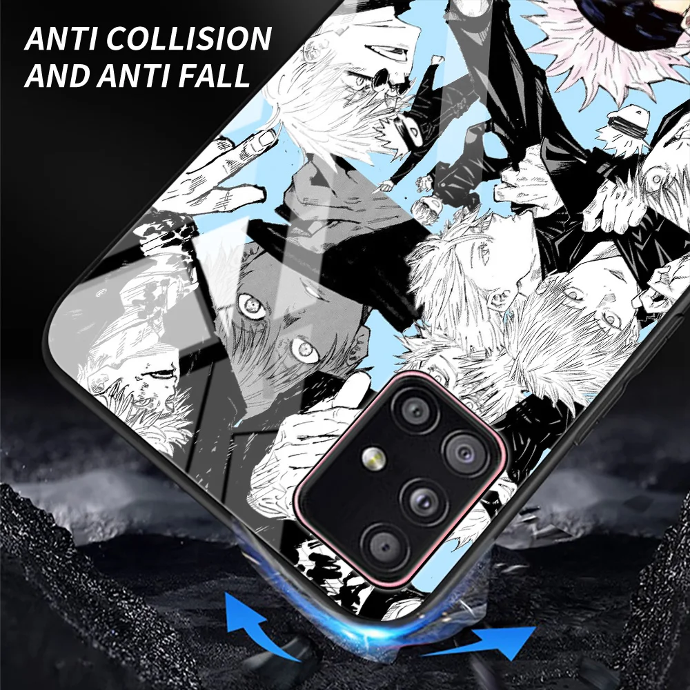 Tempered Glass Case Coque For Samsung Galaxy A50 A52 A51 A71 A70 A12 A21s A10 A20e A31 A32 A72 Cover Fundas Jujutsu Kaisen Anime