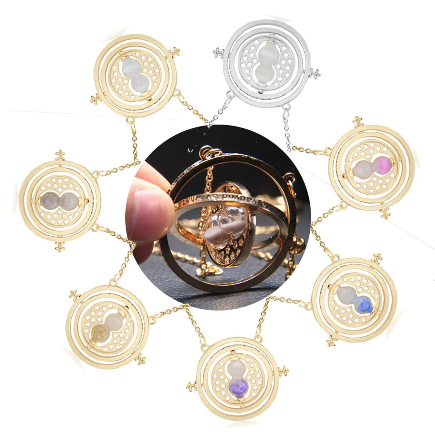 

[hp]Hermione Time Turner Necklace Hourglass Pendents Beautiful Sweater Rings Christmas Gifts Toys For Children Cosplay Accessory
