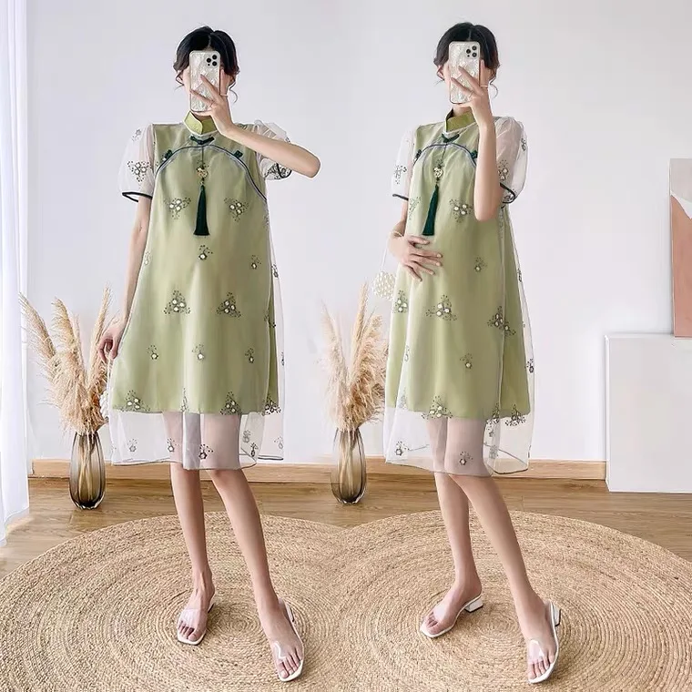 

Spring 2022 Maternity short sleeve shirt large size maternity dress2022