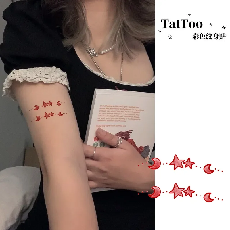

Sexy Red Heat Star Stripes Tattoo Stickers Women Men Waterproof Temporary Tattoos Y2k Fake Tattoos Festival Cute Tatto Tatuaje