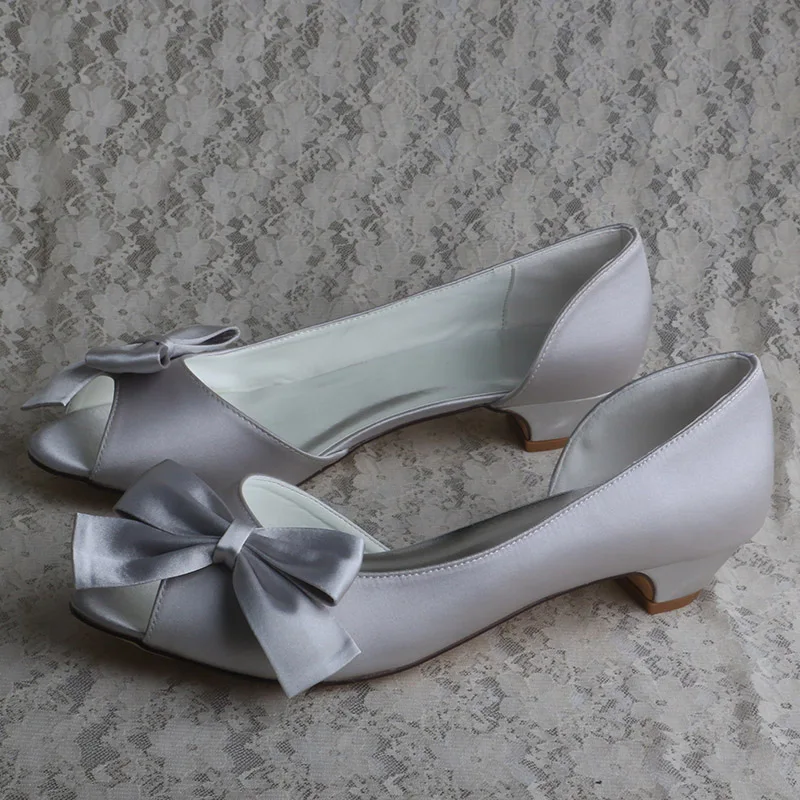 

Wedopus Boog Grey Bruid Hak Schoenen Peep Toe Dames D' Orsay Pompen Big Size