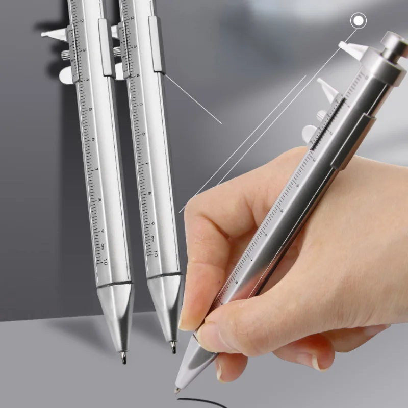 

5pcs Caliper Pen Vernier Caliper Measuring Tools 0-100mm Vernier Caliper Roller Ball-Point 1mm Plastic Student Stationery Gift