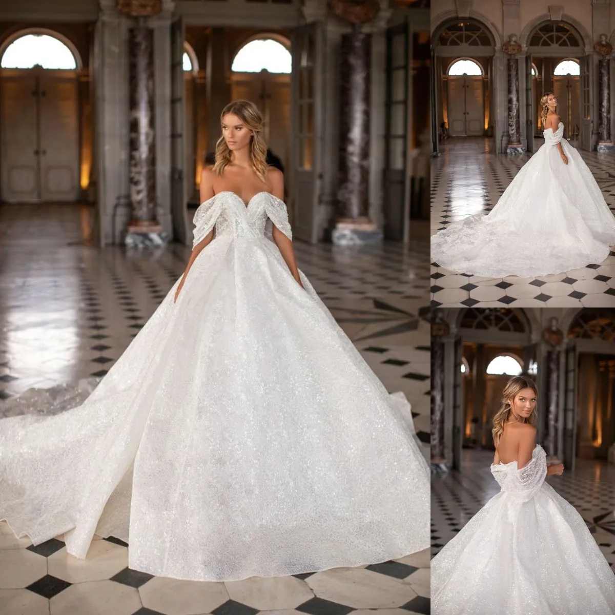 

Gorgeous A Line Wedding Dresses Sweetheart With Beading Bridal Gown Long Shiny Tulle Custom Made For Bride Vestido De Novia