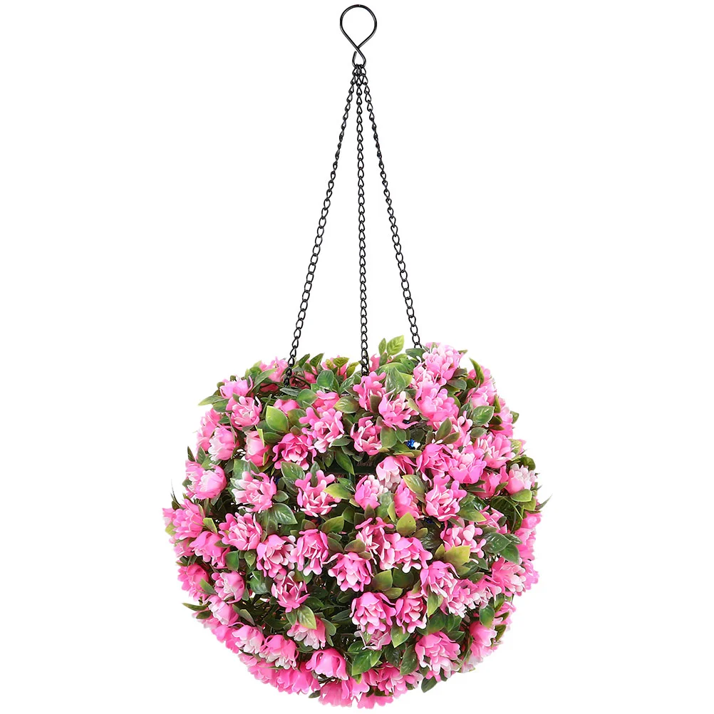 

Pink Christmas Decorations Flower Grass Ball Chandelier Artificial Balls Solar Lighted Topiary Lantern LED Plastic