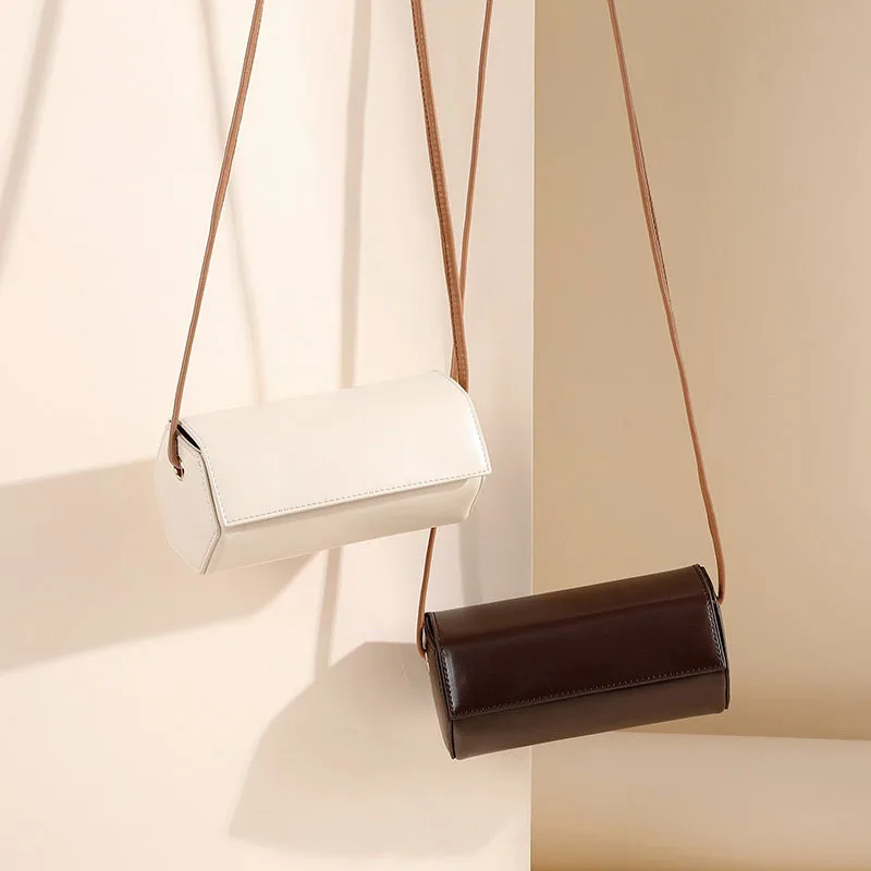 Women Cylinder Vintage Leather Bags New Trendy Underarm Elegant Single Shoulder Bag Ladies Large Capacity Crossbody Tote Handbag