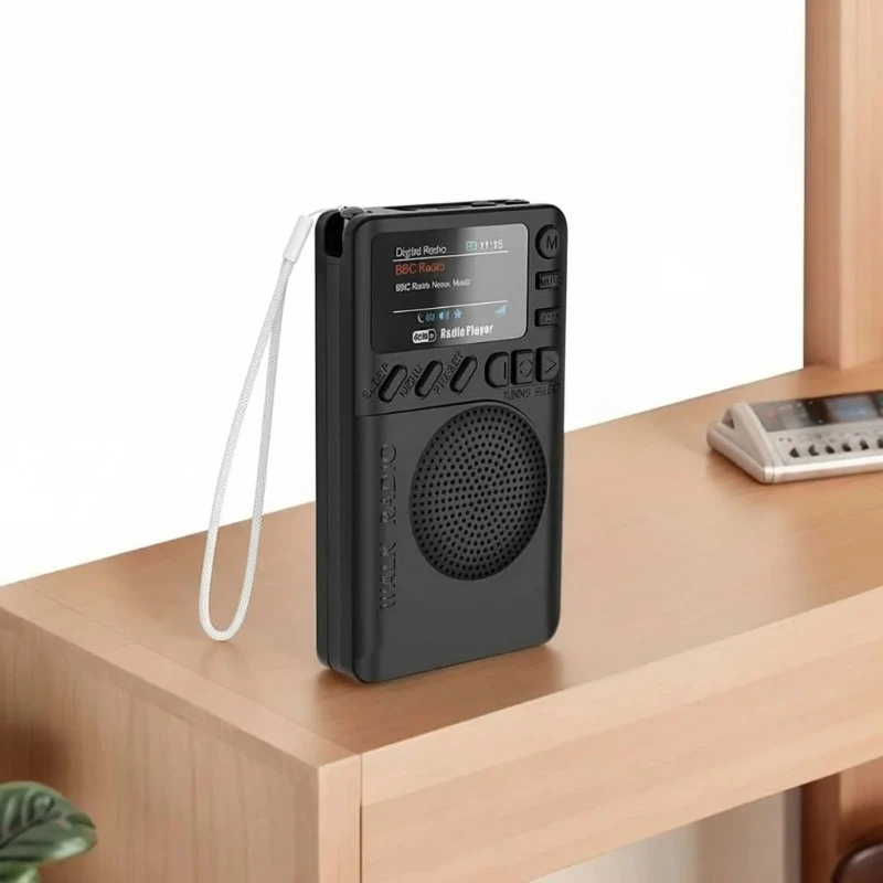 Фото Мини-радиоприемник DAB/FM с цветным экраном, перезаряжаемый, карманный, с Bluetooth 5.0, воспроизведением MP3 и функцией динамика для кемпинга и походов №1