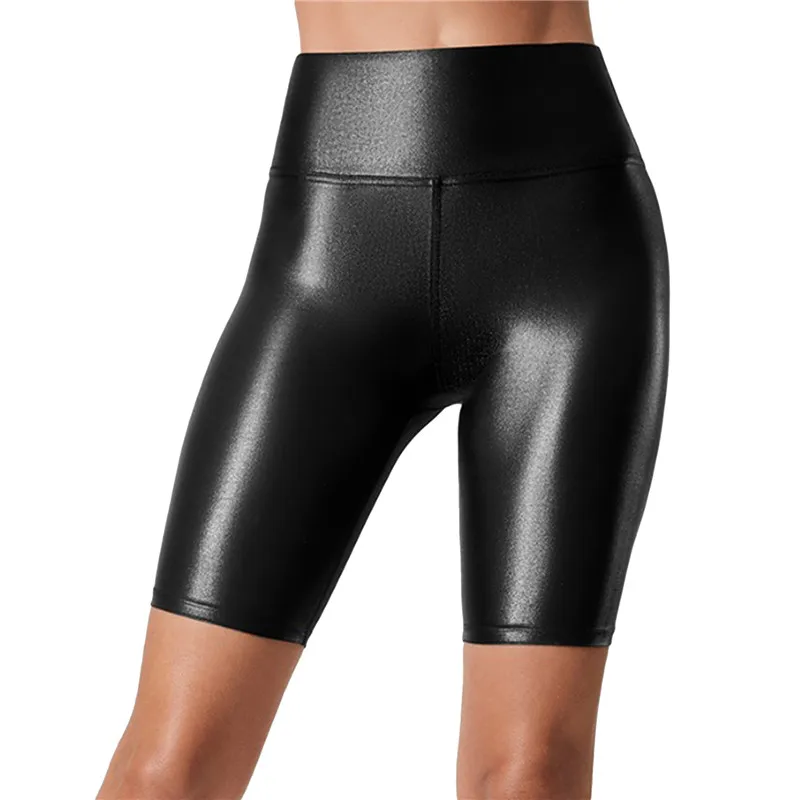 

Women High Waist Faux Leather Shorts Sexy Slim Solid Mature All-Match Summer Short Pants Casual Fashion Elastic PU Shorts