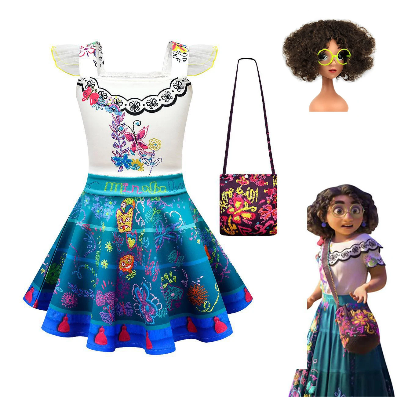 

Disney Encanto Isabella Cosplay Costume With Flower Band Girls Dress Children Fancy Dresse For Wig Carnival Party Kids Princess