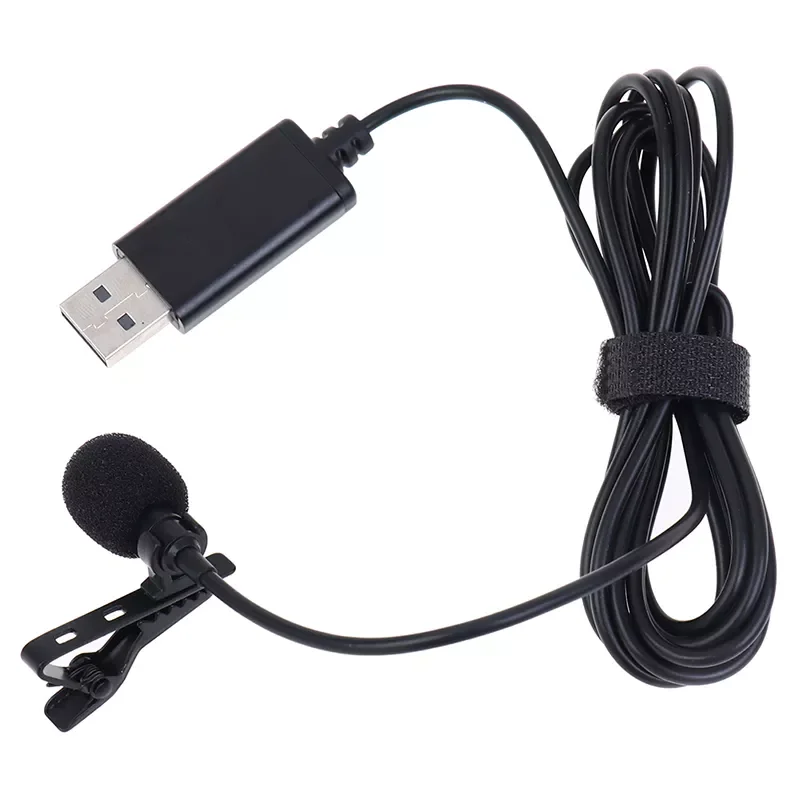 

USB Mini Microphone 2m Lapel Lavalier Mic Clip-on Buttonhole Microphone