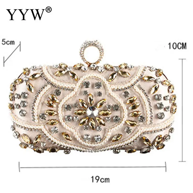 Luxury Beaded Crystal Clutch Purses Women Crossbody Shoulder Evening Handbags Formal Rhinestone Wedding Prom Cocktail Party Bag
