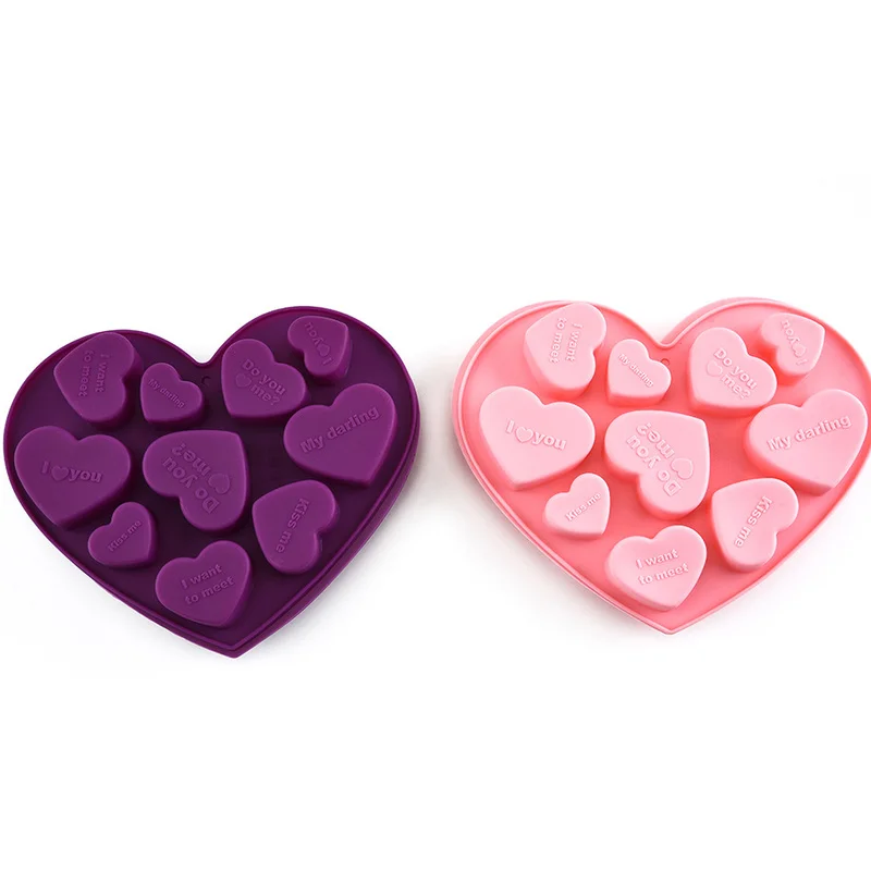 

Heart Chocolate Mold Creative Baking Silicone Mold English Heart-shaped Chocolate Cookie Moulds Baking Accessories Ice Cube Mold