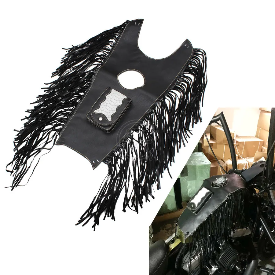 

Нагрудник из искусственной кожи с бахромой, нагрудник для резервуара с газом, сумка-чехол для Harley Sportster 883 48 1200 Honda