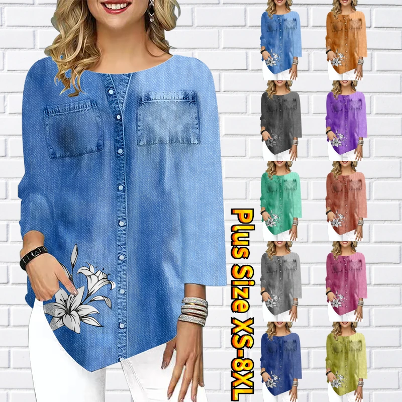 

Женский топ с круглым вырезом, элегантный пуловер с рукавом три четверти, Повседневная Свободная футболка, лето 2023