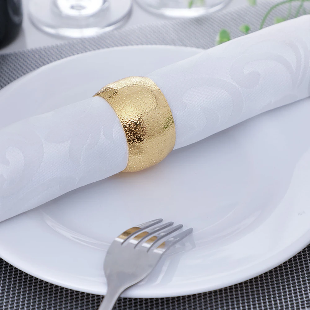 

Napkin Rings 6pcs/lot Metal Golden Ring Circle Napkin Buckle Wedding Napkin Holder Western Restaurant Hotel Dinner Table Decor