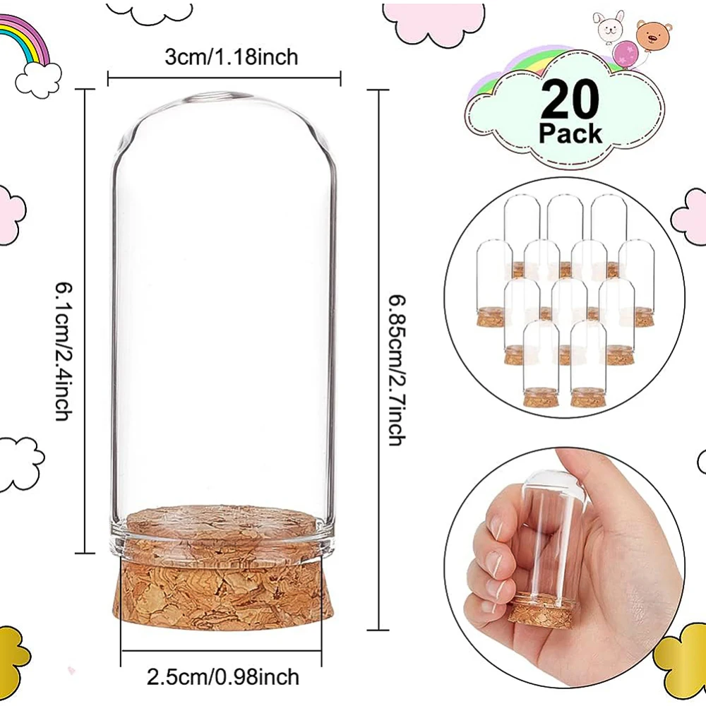 

20 шт. Стеклянные купольные банки с пробковой основой