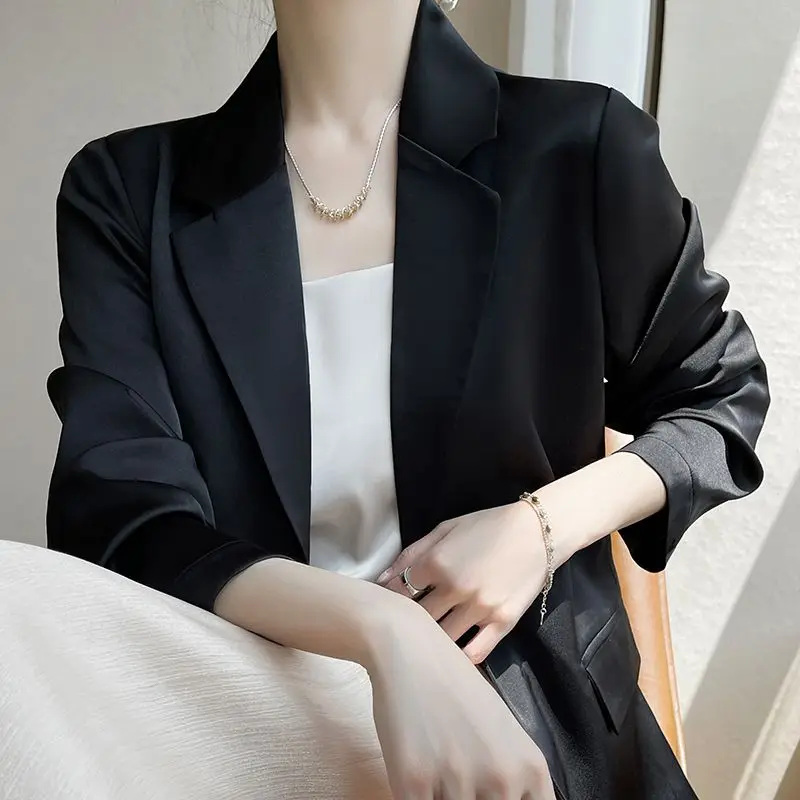 Шелковый атласный маленький костюм атласная куртка для женщин элитный большой