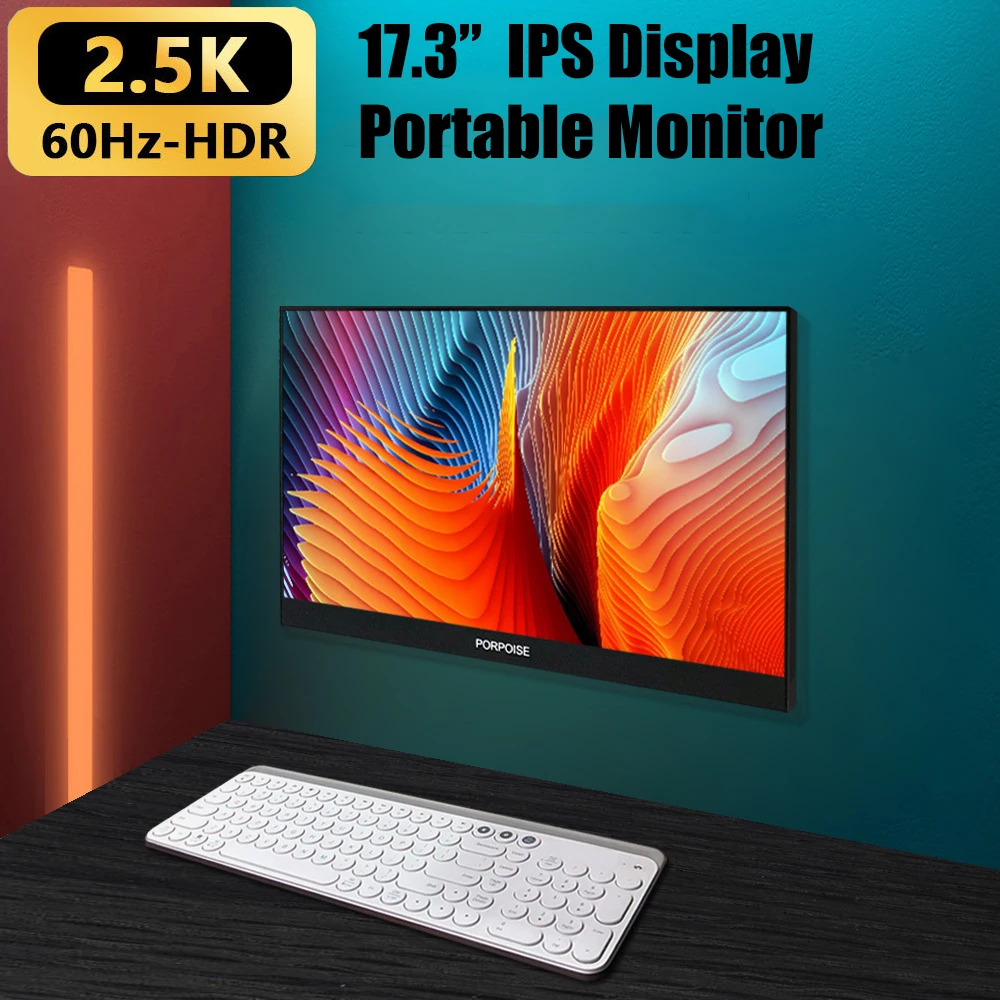 

17.3" 2K Portable Monitor 2560*1440 100%sRGB 120Hz Gaming Display for Tablet Xbox PS5 Switch Laptop Mac Lenovo Phone IOS Android