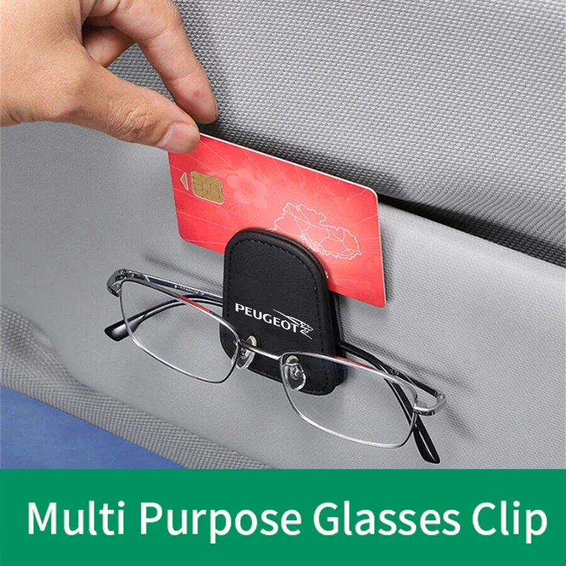 Sun Visor Glasses Box Multifunction Sunglasses Clip Card Ticket Holder For Peugeot 308 206 207 307 408 508 RCZ 208 3008 2008