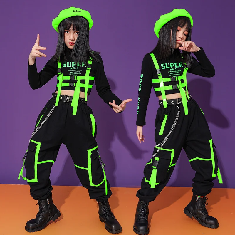 

Новогодняя одежда для девочек для джазовых танцев, детская одежда для уличных танцев, Детский костюм в стиле хип-хоп, модная одежда для выст...