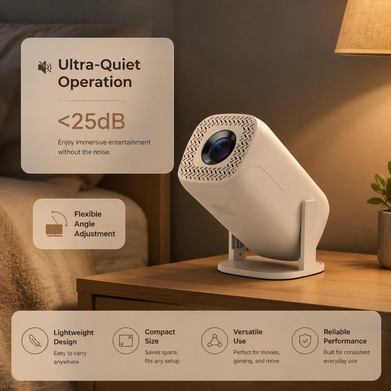 Фото 2026 V2 Нативный 4K Smart мини-проектор, LED, двойной Wi-Fi, Bluetooth, более 500 телевизионных каналов в 80+ регионах, домашний кинотеатр с низким уровнем шума №4