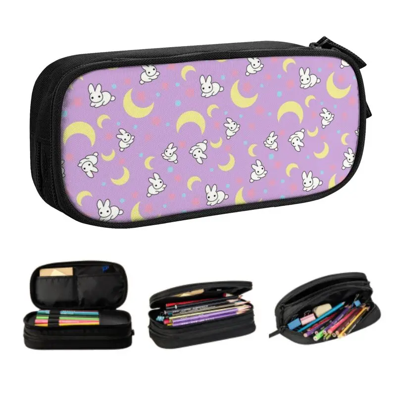 

Customized Usagi Moons Luna And Artemis Cute Pencil Cases Girl Boy Large Capacity Sailor Anime Manga Pencil Bag School Supplies