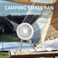outdoor camping fan with night light rechargeable desktop cooling fan tripod stand adjustable fan tent light backpacking hiking