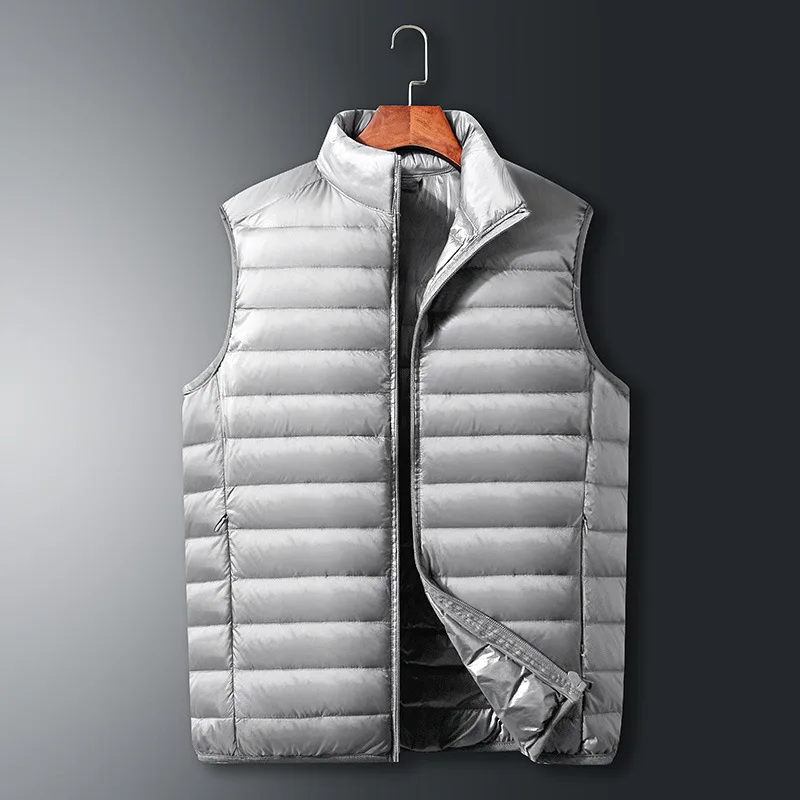 Men Autumn Winter Light Down Jacket Vest Stand Collar Vest Casual Warm Vest Jacket Mens Coat