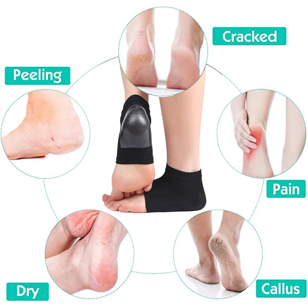 Silicone Moisturizing Heel Socks for Feet Dry Cracked Heel Spur Pain Relief Treatment Plantar Fasciitis Heel Protector Socks
