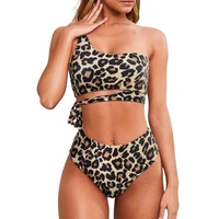 swimsuit womens high waist swimsuit bikini 2022 womens sexy leopard print cross bandage swimsuit womens plus size bikini set