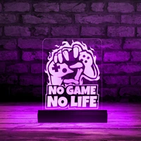 no game no life funny gamer quote led illuminated display gaming sign gamepad lighting acrylic board game room neon light sign