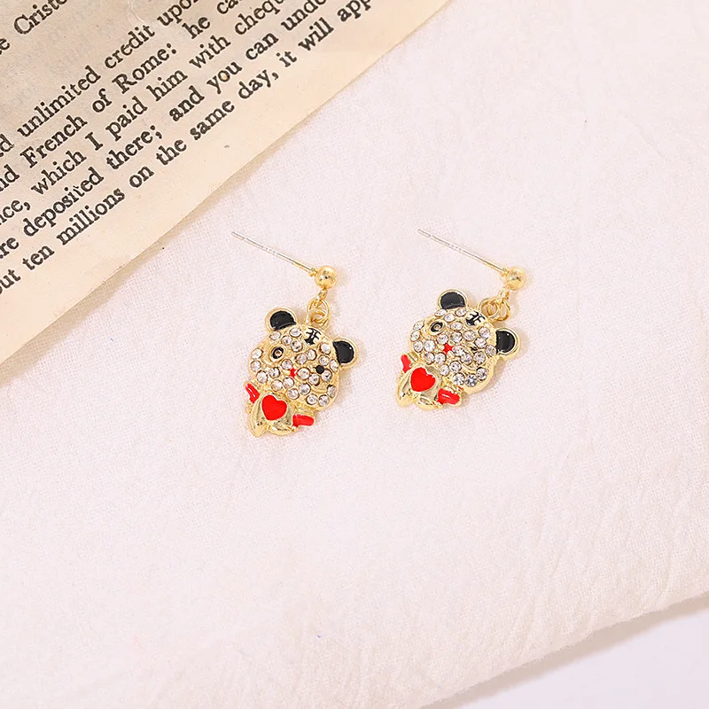 Серьги-гвоздики с тигром женские серебро 925 пробы в китайском стиле тигра |