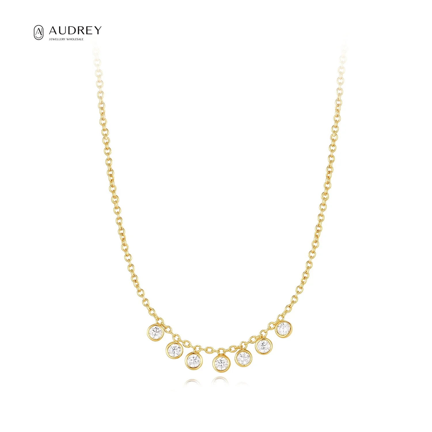 

Audrey Dropshipping Women's Chain 14k Gold Plated 925 Sterling Silver Cubic Zirconia Jewelry Neck Chains Clavicle Necklace