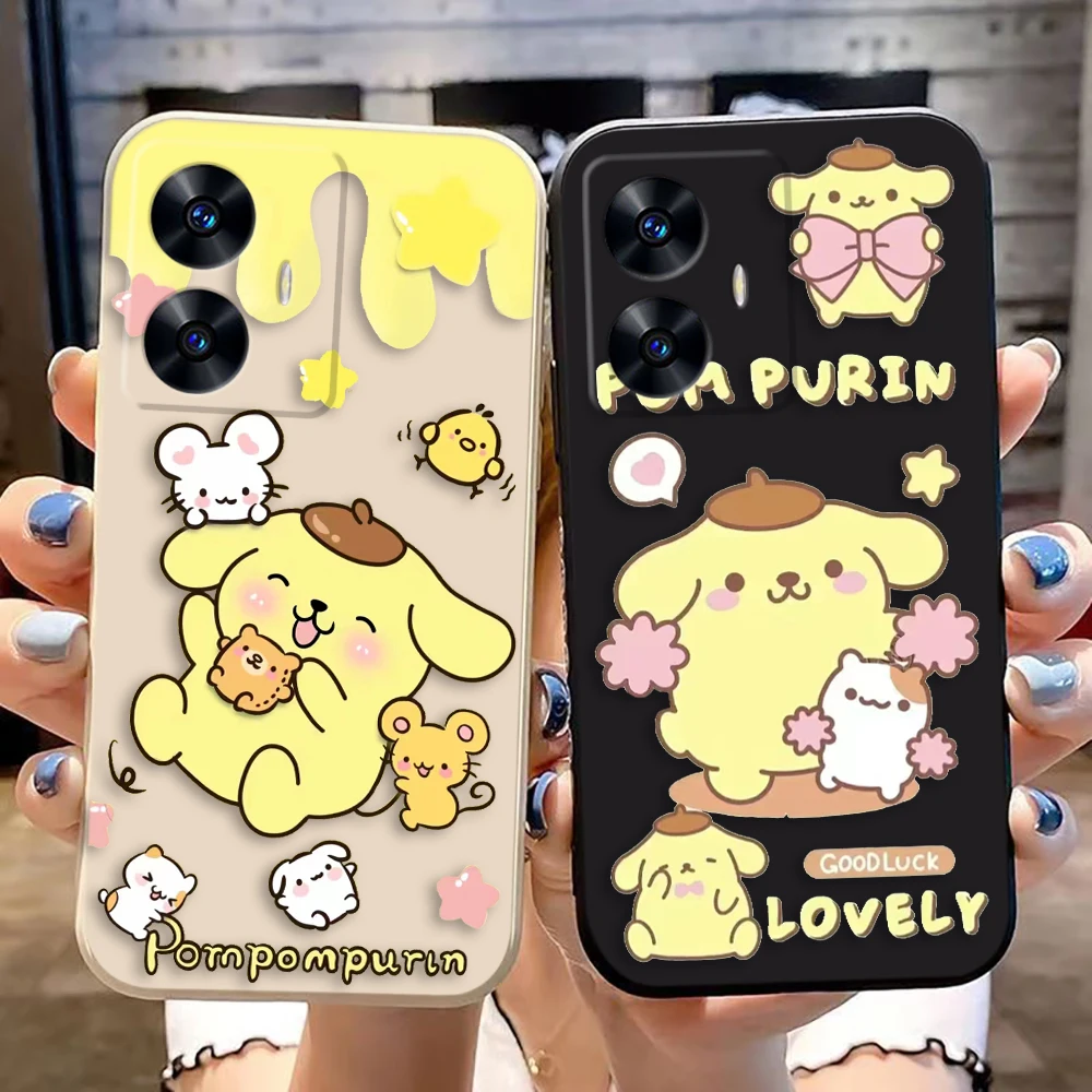 Чехол для телефона Cartoon Cute Pompom Purin Realme C65 C63 C53 C35 C55 C33 C30 C21Y C20 C12 C11 GT 2 XT NARAO 20 30 50 Case Funda